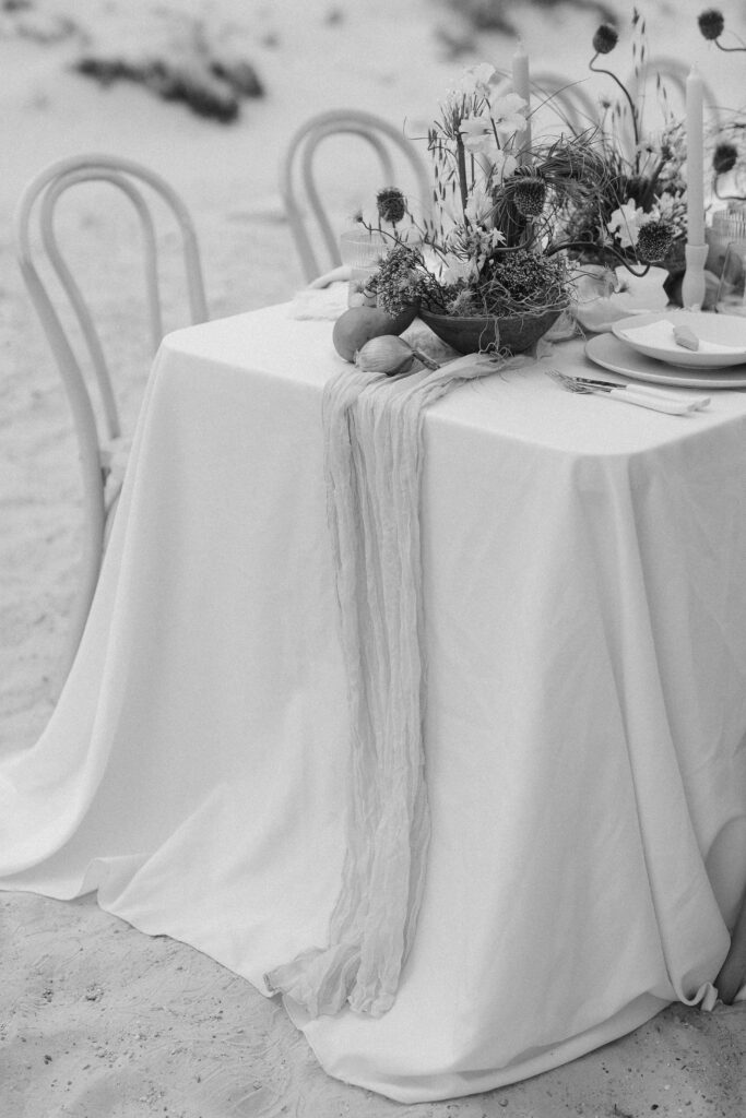 Intimate wedding tablescape in the desert. 