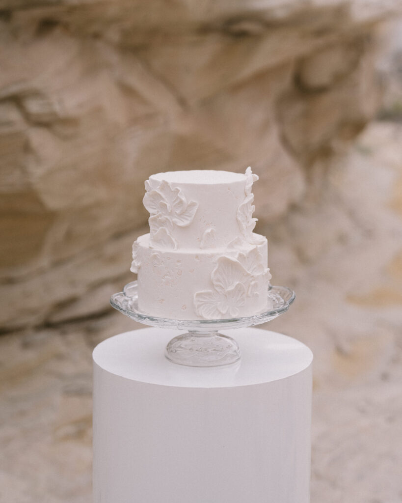 Micro wedding cake provided by a talented vendor. 