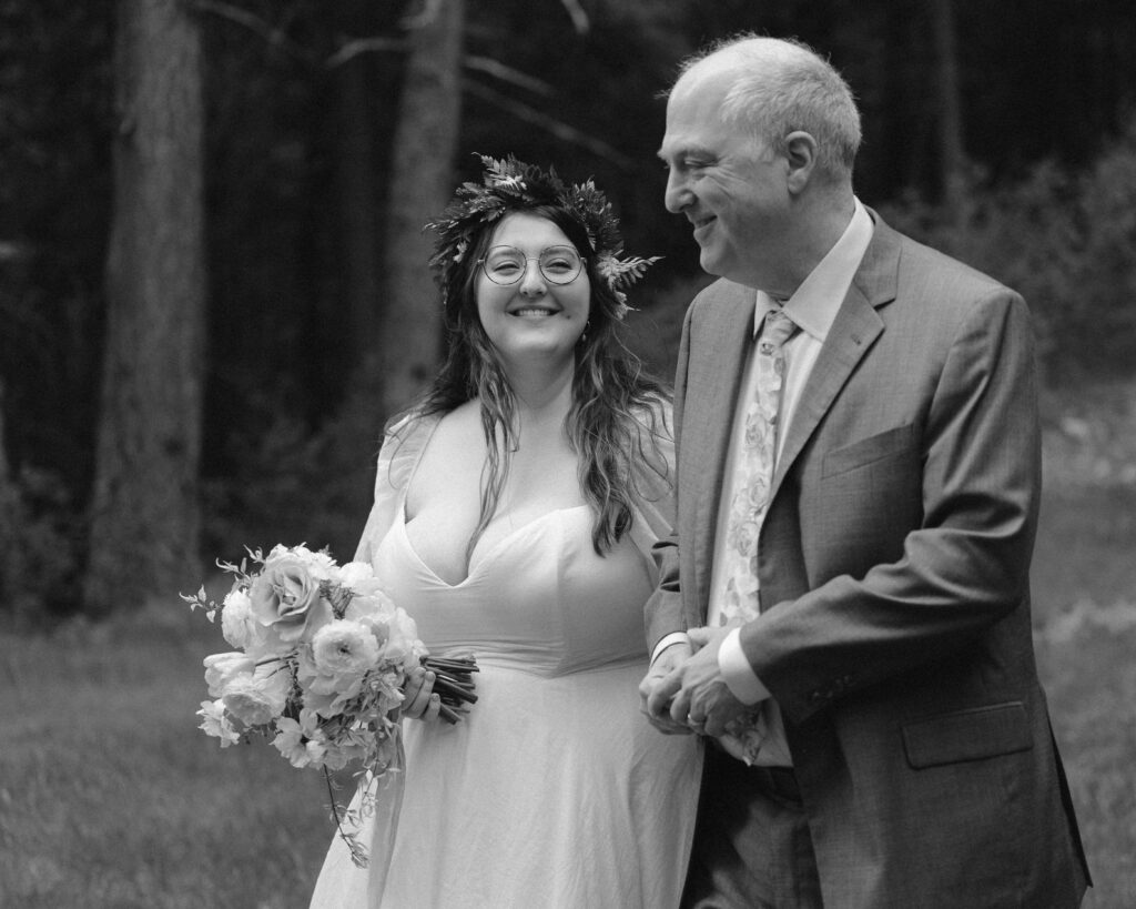 dad walking bride down the aisle small wedding 