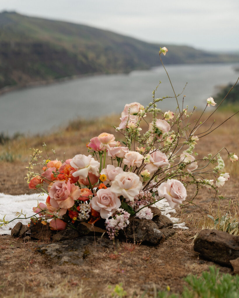 elopement ceremony flower installation