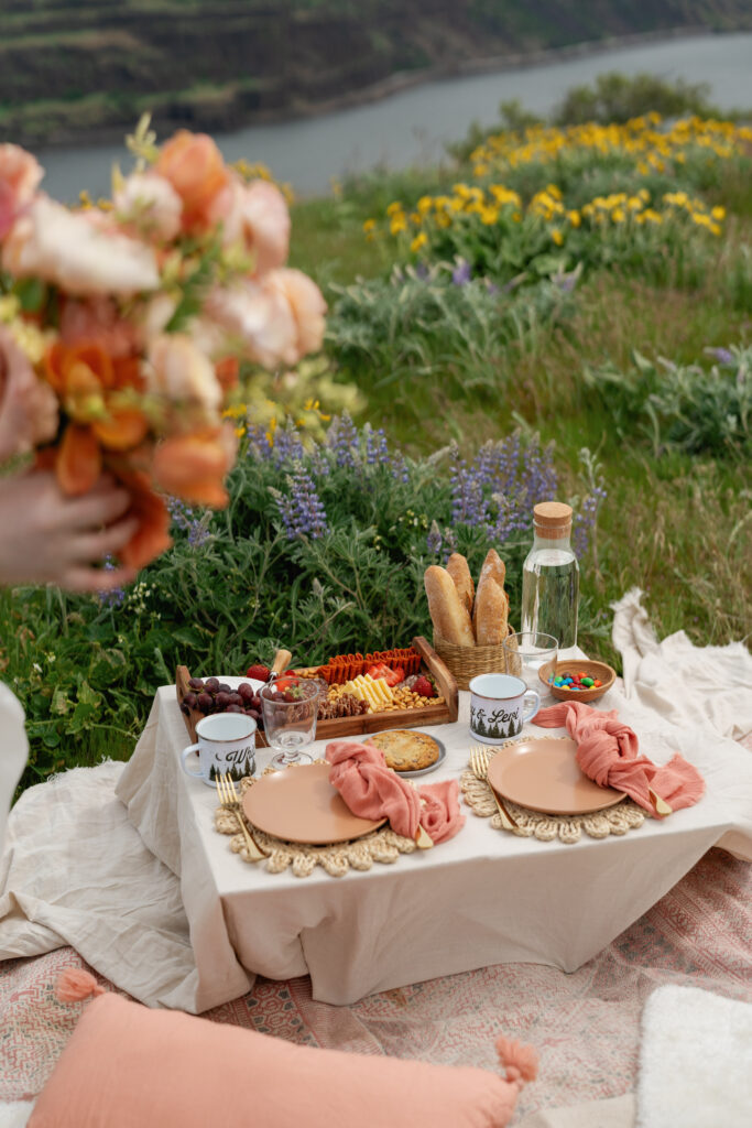 luxury elopement picnic setup by The Slow Cult in Portland Oregon