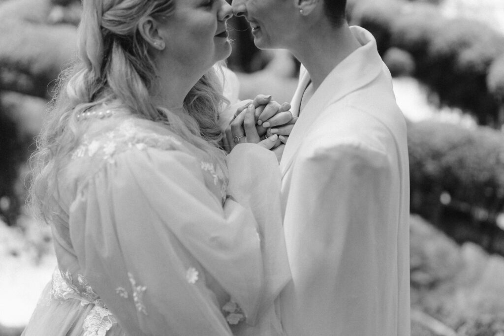 lgbtq bend oregon elopement portrait in black and white