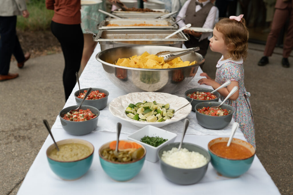Wedding reception taco bar