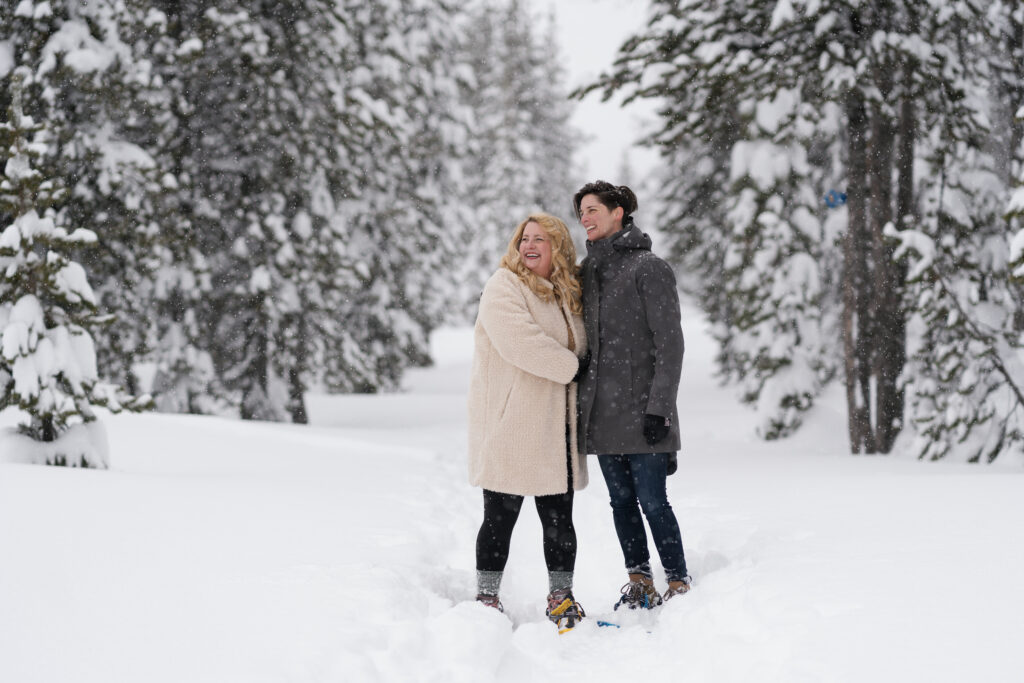 LGBTQ engagement photo in the snow