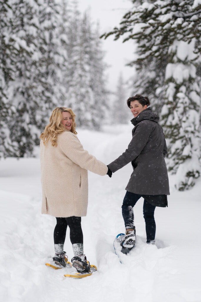 winter engagement photos lgbtq couple