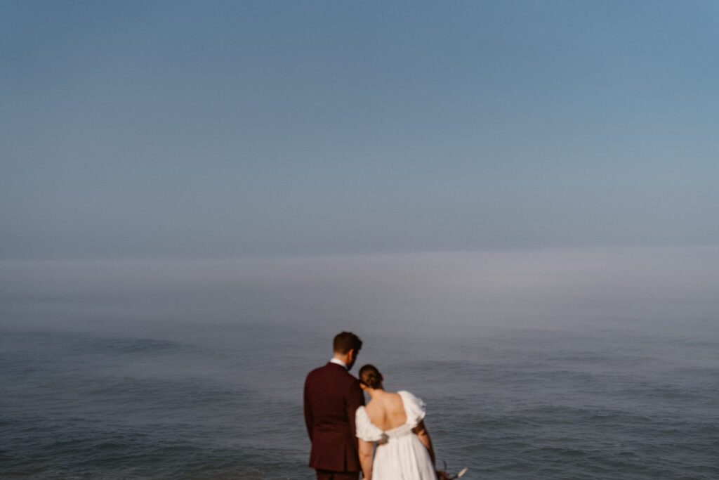 Oregon Coast bride and groom portrait