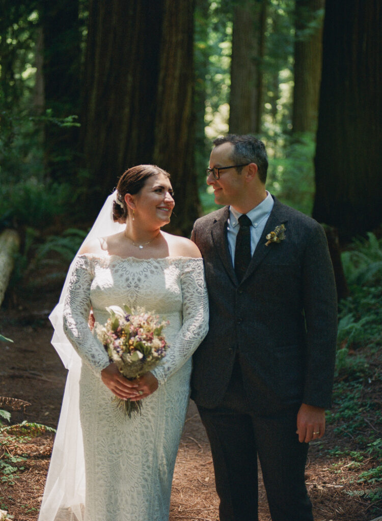 film elopement portrait in the forest