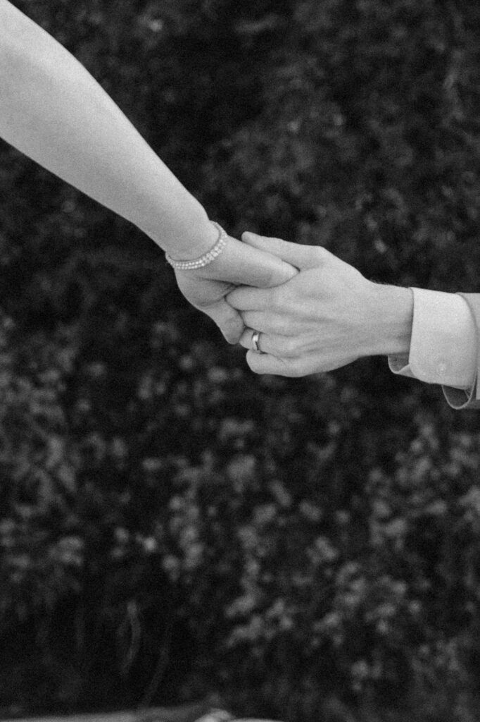 grainy film wedding detail black and white
