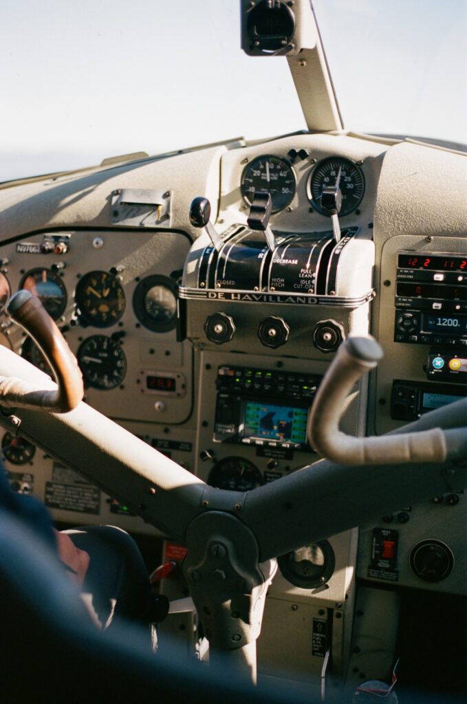 inside a seaplane cockpit