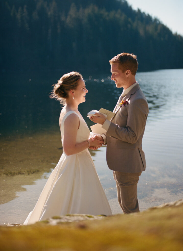 washington mountain lake wedding ceremony