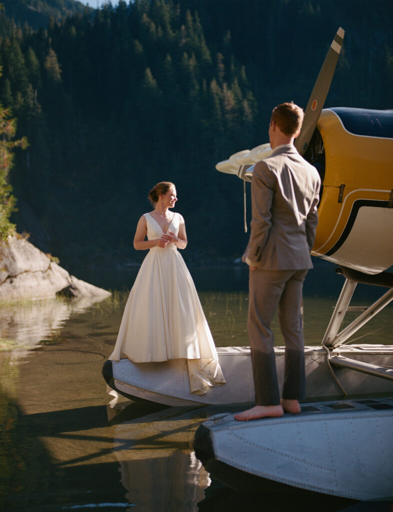 adventure elopement ideas seaplane wedding