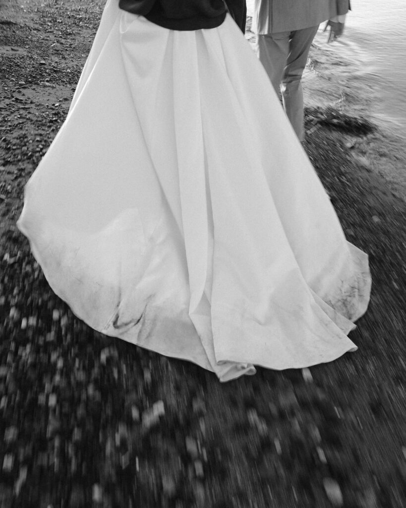 wedding dress candid black and white